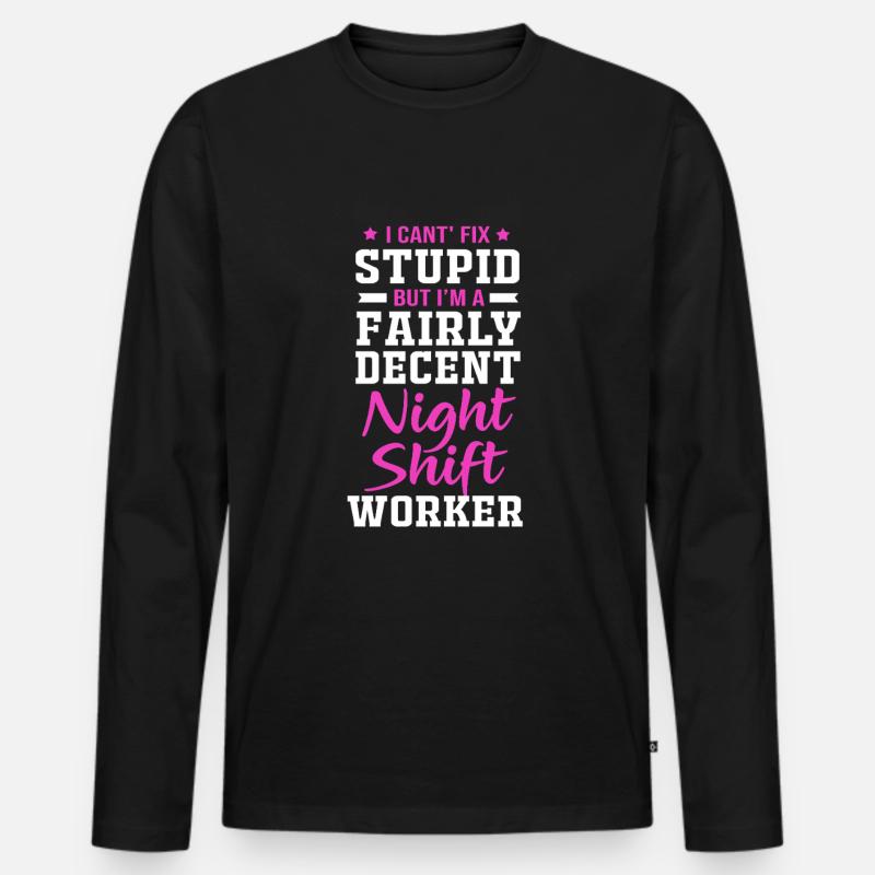 Nachtschicht - Männer Premium Bio Langarmshirt - Schwarz