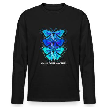 ME CFS - Männer Premium Bio Langarmshirt - Schwarz - Vorne - Nico (187cm)