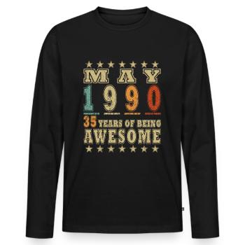 Mai 1990 | Mai 1990 Mai 1990 Geburtstagsgeschenk - Männer Premium Bio Langarmshirt - Schwarz - Vorne - Nico (187cm)