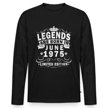Juin 1975 Anniversaire Juin 1975 - Né en juin - T-shirt manches longues Premium bio Homme - noir - Devant - Nico (187cm)