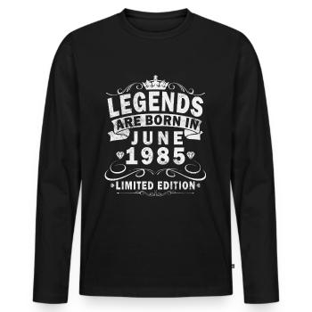 Cadeau d’anniversaire Juin 1985, Cadeau Juin 1985 - T-shirt manches longues Premium bio Homme - noir - Devant - Nico (187cm)