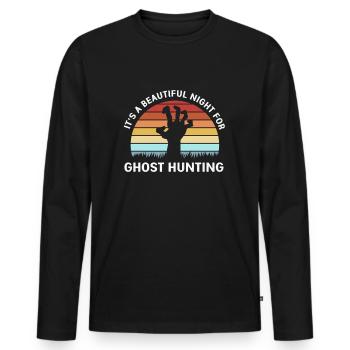 Paranormal Fantôme Fantôme Heure Fantôme Fantôme - T-shirt manches longues Premium bio Homme - noir - Devant - Nico (187cm)