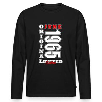 Juin 1965 Edition limitée Parfaitement vieilli 1965 Juin - T-shirt manches longues Premium bio Homme - noir - Devant - Nico (187cm)