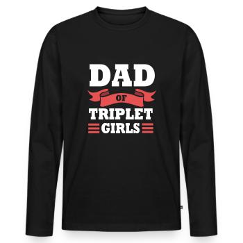Drillinge Vater Papa - Männer Premium Bio Langarmshirt - Schwarz - Vorne - Nico (187cm)
