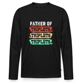Drillinge Vater Papa - Männer Premium Bio Langarmshirt - Schwarz - Vorne - Nico (187cm)