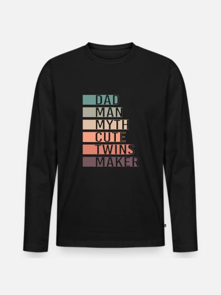 twin dad twins father - Men's Premium Organic Long Sleeve Shirt - black