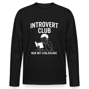 Schüchterne Person Introvertiert Club - Männer Premium Bio Langarmshirt - Schwarz - Vorne - Nico (187cm)