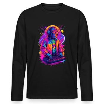 Rave DJ Affe - Männer Premium Bio Langarmshirt - Schwarz - Vorne - Nico (187cm)