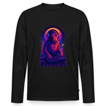 Rave DJ Monkey - Men's Premium Organic Long Sleeve Shirt - black - Front - Nico (187cm)