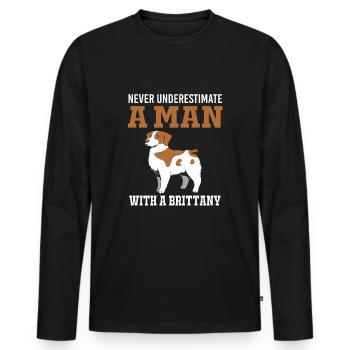 Brittany Dog Brittany Dog - Men's Premium Organic Long Sleeve Shirt - black - Front - Nico (187cm)