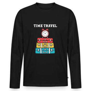 Time travel - Men's Premium Organic Long Sleeve Shirt - black - Front - Nico (187cm)