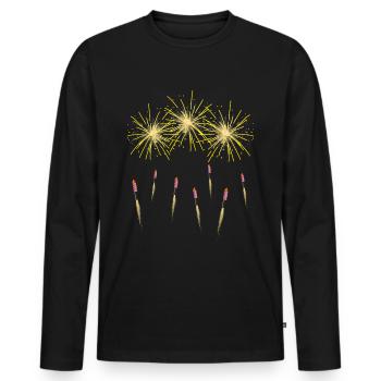 Feux d'artifice et fusées - T-shirt manches longues Premium bio Homme - noir - Devant - Nico (187cm)