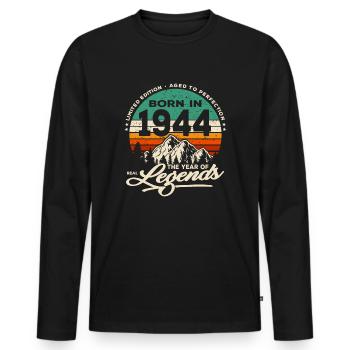 Les légendes sont nées en 1944 - T-shirt manches longues Premium bio Homme - noir - Devant - Nico (187cm)