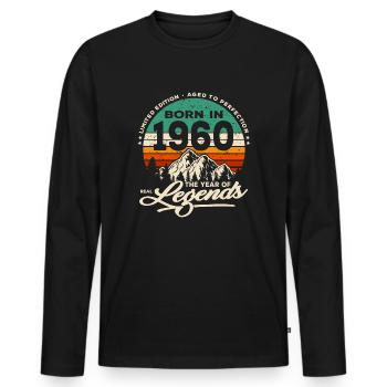 Legends are born in 1960 - Men's Premium Organic Long Sleeve Shirt - black - Front - Nico (187cm)
