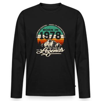Legenden werden 1978 geboren - Männer Premium Bio Langarmshirt - Schwarz - Vorne - Nico (187cm)
