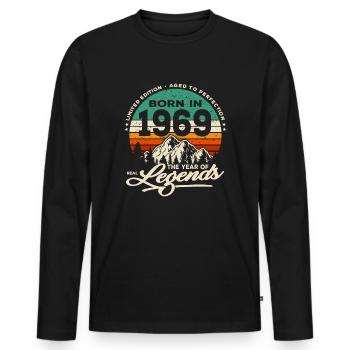 Legenden werden 1969 geboren - Männer Premium Bio Langarmshirt - Schwarz - Vorne - Nico (187cm)