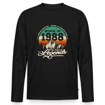 Legends are born in 1988 - Men's Premium Organic Long Sleeve Shirt - black - Front - Nico (187cm)