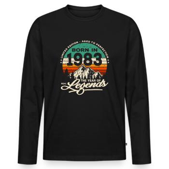Legenden werden 1983 geboren - Männer Premium Bio Langarmshirt - Schwarz - Vorne - Nico (187cm)