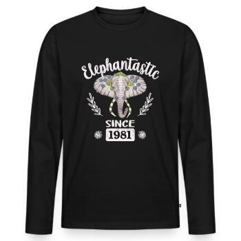 Elephantastic since 1981, Elephant Head Decorated - Men's Premium Organic Long Sleeve Shirt - black - Front - Nico (187cm)