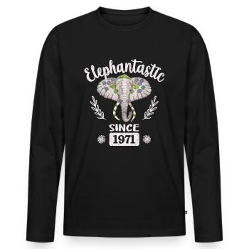 elephantastic since 1971 - Men's Premium Organic Long Sleeve Shirt - black - Front - Nico (187cm)