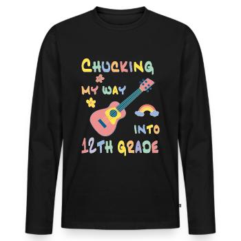Chucking my way into 12th grade - Men's Premium Organic Long Sleeve Shirt - black - Front - Nico (187cm)