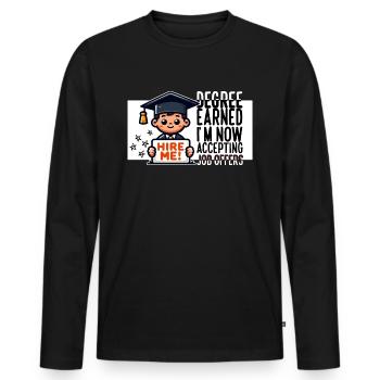J’ACCEPTE MAINTENANT LES OFFRES D’EMPLOI - T-shirt manches longues Premium bio Homme - noir - Devant - Nico (187cm)