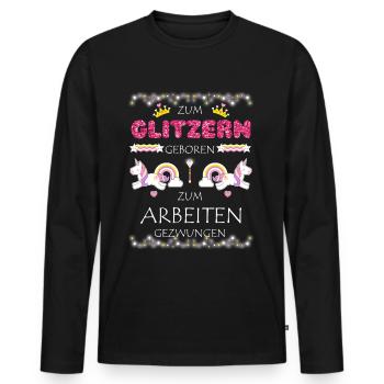 Einhorn zum Arbeiten gezwungen - Männer Premium Bio Langarmshirt - Schwarz - Vorne - Nico (187cm)
