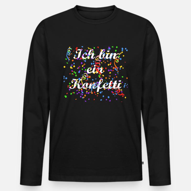 Konfetti - Karneval - Männer Premium Bio Langarmshirt - Schwarz