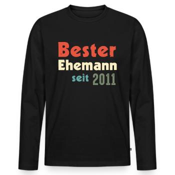 Bester Ehemann, Hochzeitstag, seit 2011, Hochzeit - Männer Premium Bio Langarmshirt - Schwarz - Vorne - Nico (187cm)
