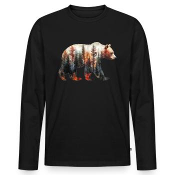Ours - T-shirt manches longues Premium bio Homme - noir - Devant - Nico (187cm)