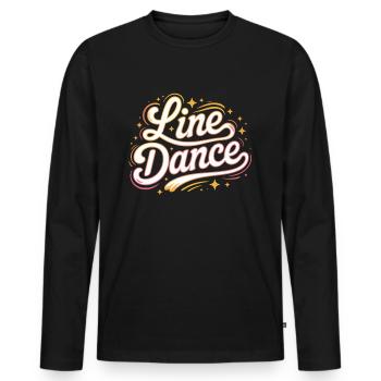 Line Dance mein Hobby - meine Passion - mein Ding - Männer Premium Bio Langarmshirt - Schwarz - Vorne - Nico (187cm)