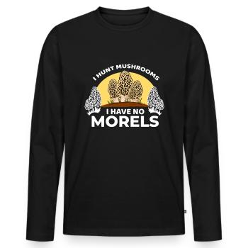 Champignon drôle je chasse les champignons, je n’ai pas de morels - T-shirt manches longues Premium bio Homme - noir - Devant - Nico (187cm)