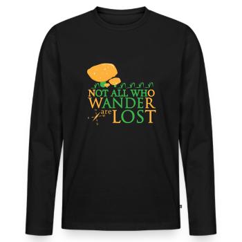 Funny Mushroom Not all who wander are lost Gift - Men's Premium Organic Long Sleeve Shirt - black - Front - Nico (187cm)