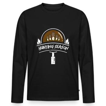 Funny Mushroom Hunting Season Gift - Men's Premium Organic Long Sleeve Shirt - black - Front - Nico (187cm)