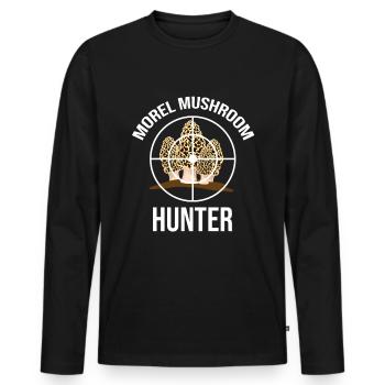 Funny Mushroom Morel Mushroom Hunter Gift - Men's Premium Organic Long Sleeve Shirt - black - Front - Nico (187cm)