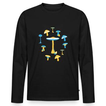 Funny Mushroom Wild Mushrooms Gift - Men's Premium Organic Long Sleeve Shirt - black - Front - Nico (187cm)