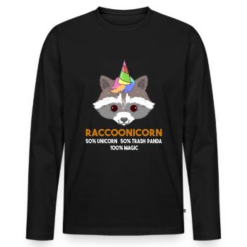 Raccoonicorn Raccoon Racoon Unicorn Trash Panda - Men's Premium Organic Long Sleeve Shirt - black - Front - Nico (187cm)