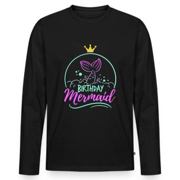 Anniversaire Sirène Maman Fable Cadeau mythique - T-shirt manches longues Premium bio Homme - noir - Devant - Nico (187cm)