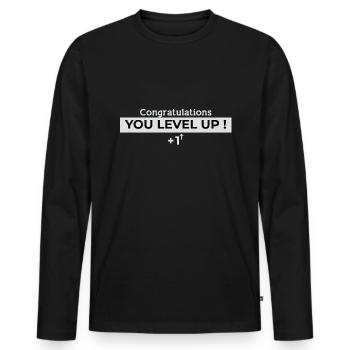 Félicitations, vous montez le niveau - T-shirt manches longues Premium bio Homme - noir - Devant - Nico (187cm)