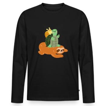 Slug Turtle Sloth Schildkröten Sea Reptil Schildkröte - Männer Premium Bio Langarmshirt - Schwarz - Vorne - Nico (187cm)