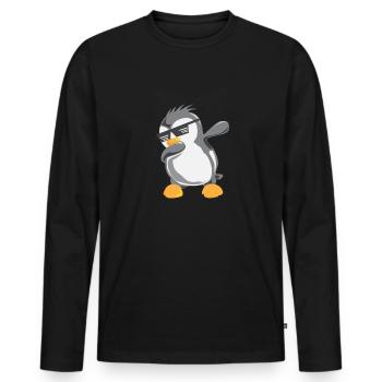 Penguin Dabbing Dad Penguin Bird Cold Arctic Ice - Men's Premium Organic Long Sleeve Shirt - black - Front - Nico (187cm)