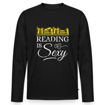 Reading is Sexy Read Book Bookworm Literature Gift - Men's Premium Organic Long Sleeve Shirt - black - Front - Nico (187cm)