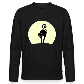 black cat at full moon - Men's Premium Organic Long Sleeve Shirt - black - Front - Nico (187cm)