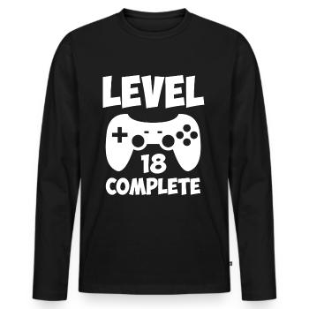 18e anniversaire Niveau 18 terminé Gamer Gaming - T-shirt manches longues Premium bio Homme - noir - Devant - Nico (187cm)