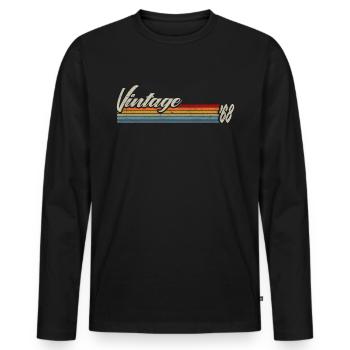 Vintage 1968 - Gift for 53rd Birthday - Men's Premium Organic Long Sleeve Shirt - black - Front - Nico (187cm)