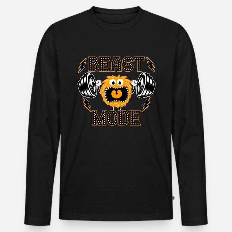 Beast Mode Monster - Männer Premium Bio Langarmshirt - Schwarz