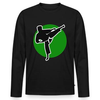 Karaté Temps Libre Cadeau Karatéka Sport de Combat - T-shirt manches longues Premium bio Homme - noir - Devant - Nico (187cm)