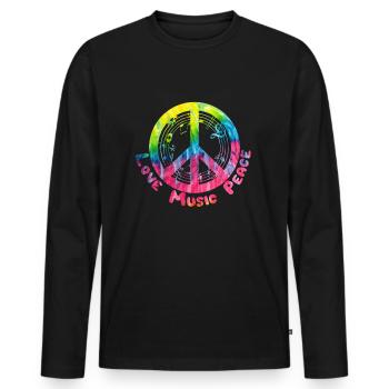 Musique Hippie Musique cadeau paix paix Amour - T-shirt manches longues Premium bio Homme - noir - Devant - Nico (187cm)