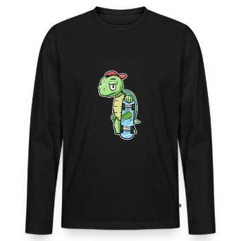 Skater Turtle Cartoon Gift Skateboard - Men's Premium Organic Long Sleeve Shirt - black - Front - Nico (187cm)