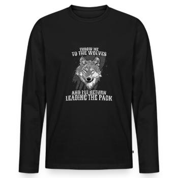 Wolf pack wild animal predator forest animal gift - Men's Premium Organic Long Sleeve Shirt - black - Front - Nico (187cm)